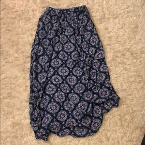 maxi skirt with slit, blue